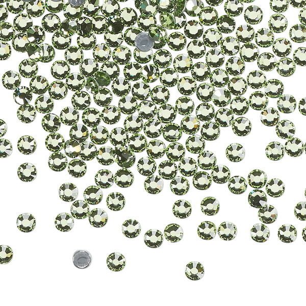 Flat back, Dance With Me™ crystal hotfix rhinestone, peridot, foil back, 2.7-2.9mm rose, SS10. Sold per pkg of 144 (1 gross). image number 0