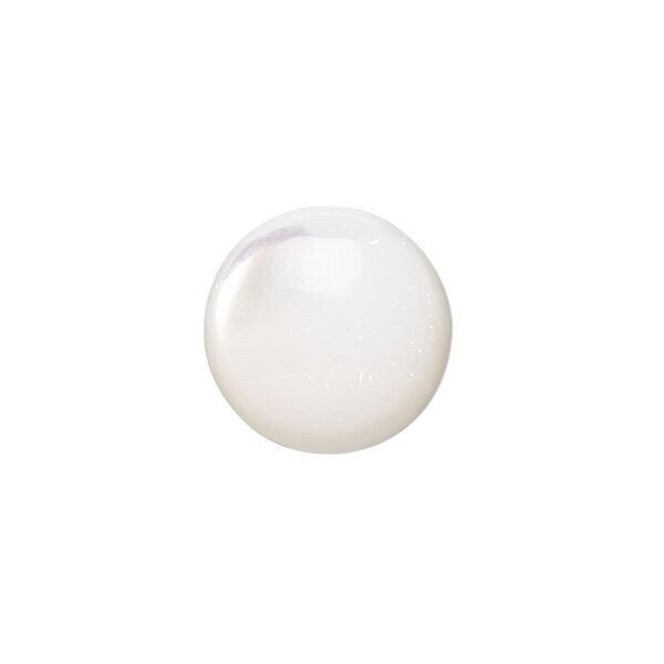 Cabochon, trochus shell (natural), 8mm calibrated round, Mohs hardness 3-1/2. Sold per pkg of 4. image number 0
