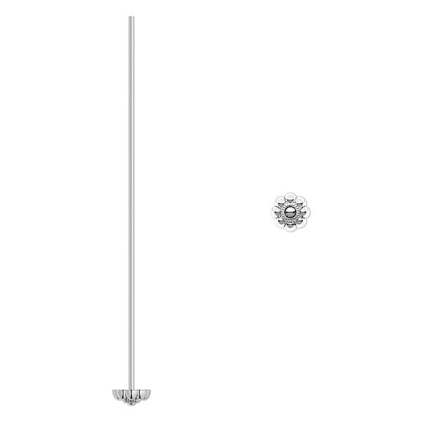 Head pin, sterling silver, 2 inches with 5mm flower, 21 gauge. Sold per pkg 4. image number 0