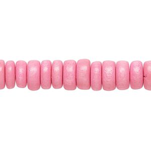 Bead 1pkg1, Taiwanese cheesewood (dyed / waxed), light pink, 8x4mm rondelle, 15-1/2 to 16 inches.