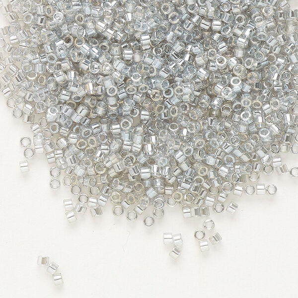 Seed bead, Delica®, glass, pkg/7.5g, #11 round, translucent gold luster silver grey (DB-0114). image number 0