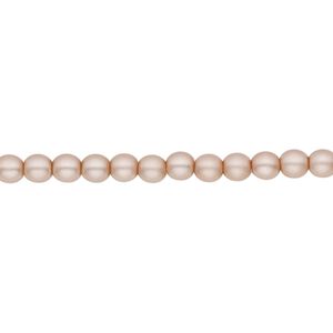 Bead, Czech pearl-coated glass druk, opaque matte pale rose, 4mm round. Sold per 15-1/2" to 16" strand.