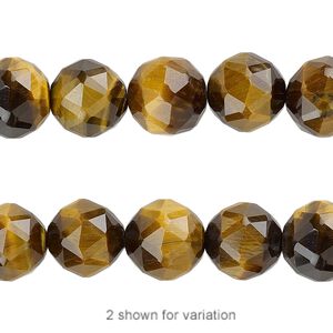 Tigereye 1pkg1, rose-cut round bead natural 8 inch 10mm