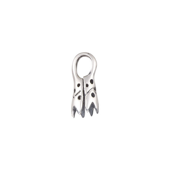 Bail, ice-pick, antiqued sterling silver, 16x7mm with 5mm grip length. Sold individually. image number 1