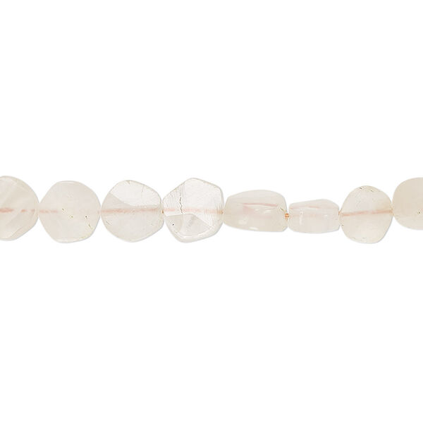 Bead, peach moonstone (natural), 6-7mm hand-cut faceted flat round, C+ grade, Mohs hardness 6 to 6-1/2. Sold per 8-inch strand. image number 0