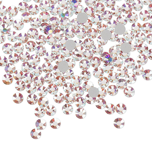 Flat back, Dance With Me™ crystal rhinestone, crystal AB, foil back, 3-3.2mm rose, SS12. Sold per pkg of 1,440 (10 gross). image number 0