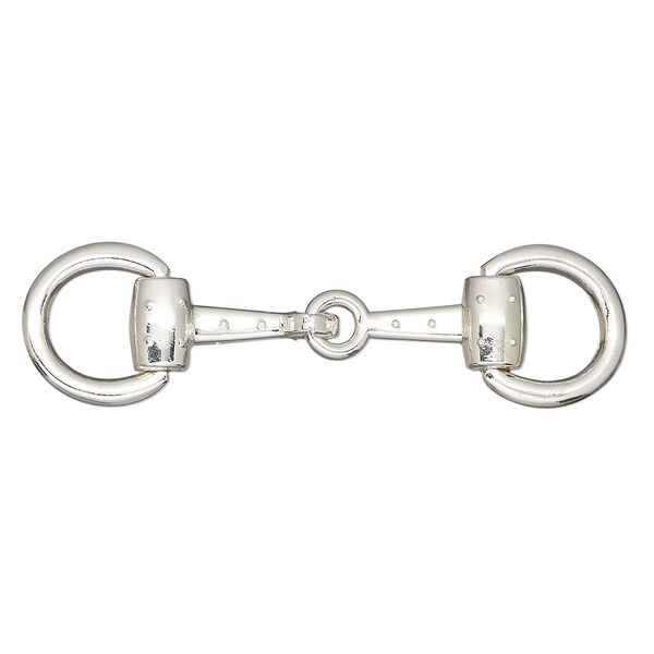 Focal, silver-finished "pewter" (zinc-based alloy), 2-1/2 x 11/16-inch snaffle bit. Sold individually. image number 0