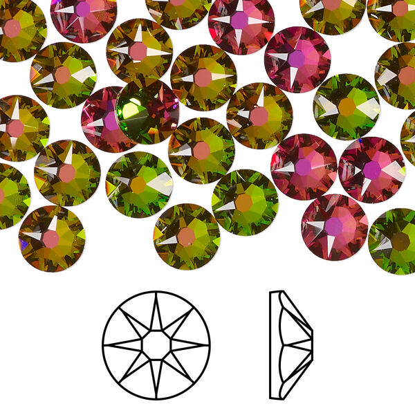 Flat back 12pk crystal vitrail medium foil back, Crystal Passions® 7.07-7.27mm rose round SS34 2088 image number 0