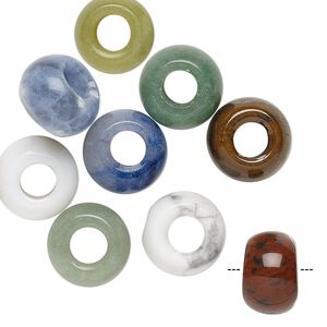 Multi-gemstone / glass 1pkg10, rondelle bead natural mix 11x8mm-12x9mm