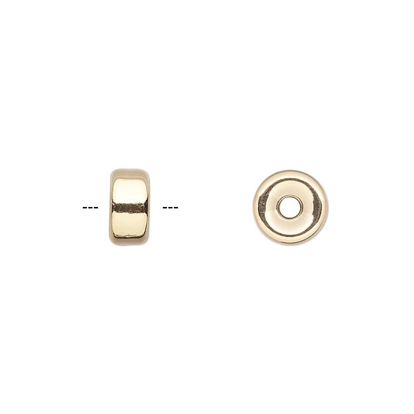 Bead, 14Kt gold, 7x3.5mm flat rondelle. Sold individually. image number 0