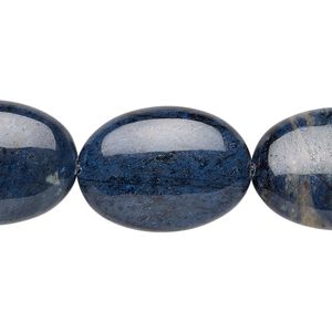 Dumortierite 1pkg1, puffed oval bead natural 8 inch 25x18mm