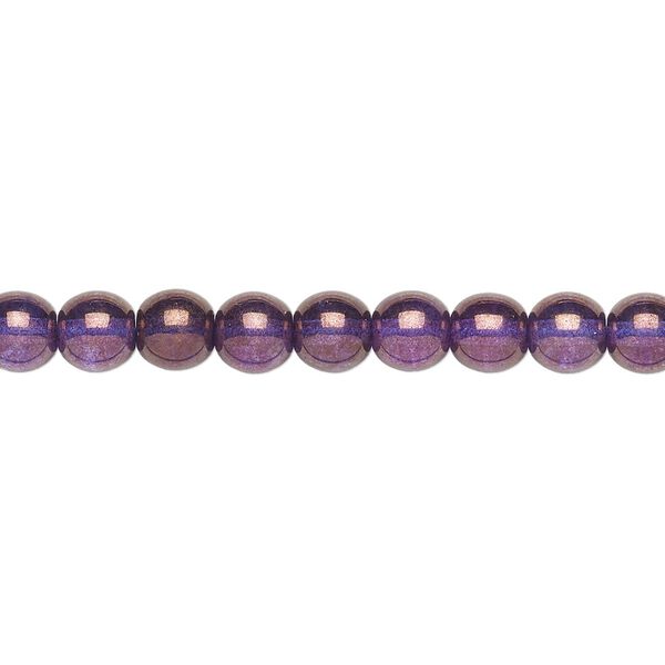 Bead, Czech glass druk, translucent lilac luster, 6mm round. Sold per 15-1/2" to 16" strand. image number 0