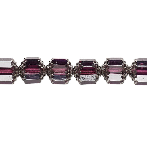 Bead, Czech glass, light purple and metallic light purple, 8mm round cathedral. Sold per 15-1/2" to 16" strand. image number 0