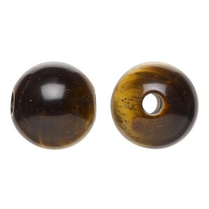 Tigereye 1pkg1, semi-round bead natural 18x17mm
