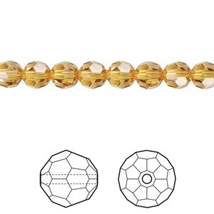 Bead 12pk golden topaz, Crystal Passions® 6mm round 5000