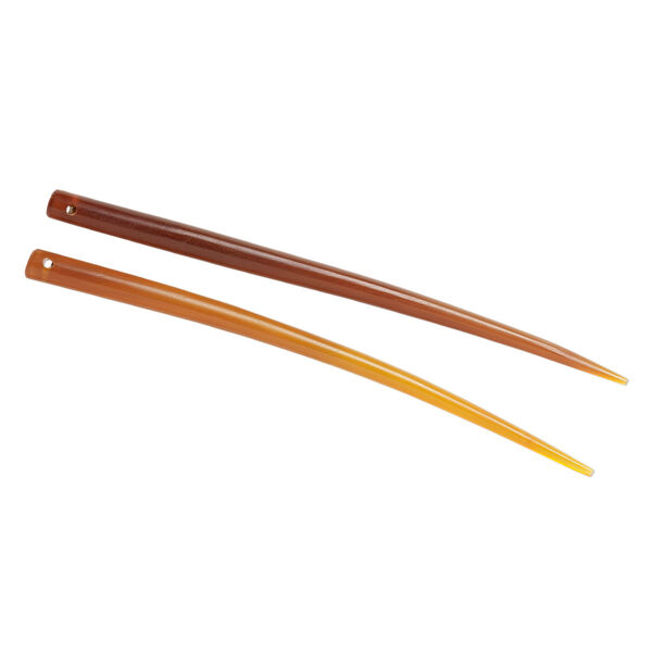 Hair stick, horn (dyed), brown, 6 inches, top-drilled. Sold per pkg of 2. image number 0