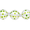Bead, glass 1pkg8, opaque green and white, hand-painted round. image number 0
