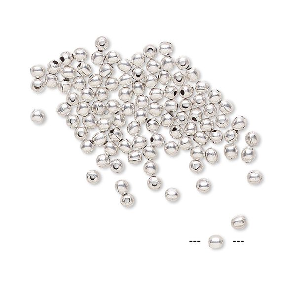 Bead, antique silver-plated brass, 2mm round. Sold per pkg of 100. image number 0