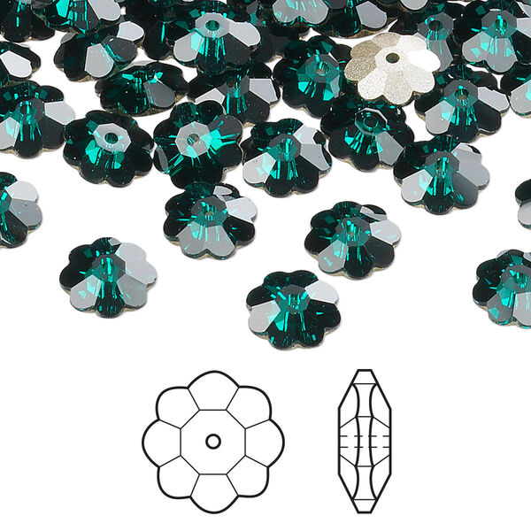 Margarita flower 12pk emerald foil back, Crystal Passions® 8x3mm 3700 image number 0