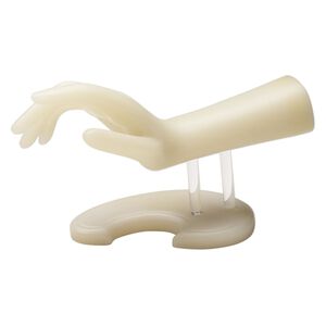 Display, bracelet, polyresin, frosted light yellow, 6-3/4x8-1/2x3-inch hand. Sold individually.