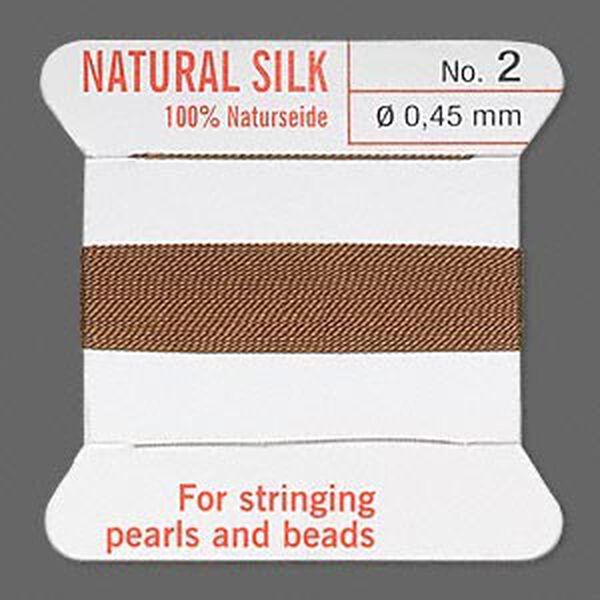 Thread, Griffin, silk, brown, size #2. Sold per 2-meter card (approximately 78 inches). image number 0