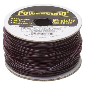 Cord, Powercord®, no-fray elastic, purple, 2mm, 21.5-pound test. Sold per 25-meter spool.