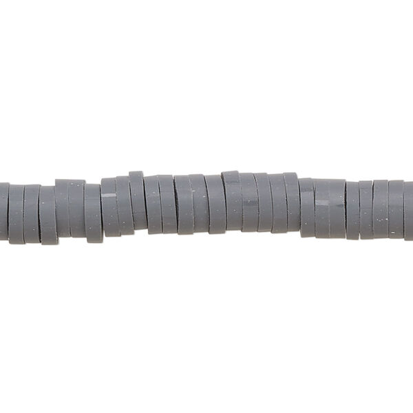Bead, polymer clay, opaque charcoal, 6x1.5mm heishi. Sold per pkg of (2) 15-1/2" to 16" strands. image number 0