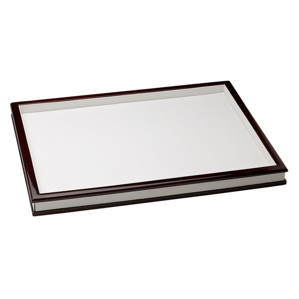 Tray, fiber board and leatherette, white and mahogany, 12-1/2 x 9 x 1 inches. Sold individually. image number 0