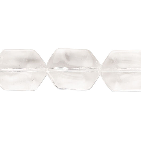 Bead, glass, clear, 17x13mm beveled hexagon. Sold per 13-inch strand. image number 0