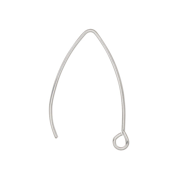 Ear wire, stainless steel, 30mm marquise with open loop, 20 gauge. Sold per pkg of 10 pairs. image number 0