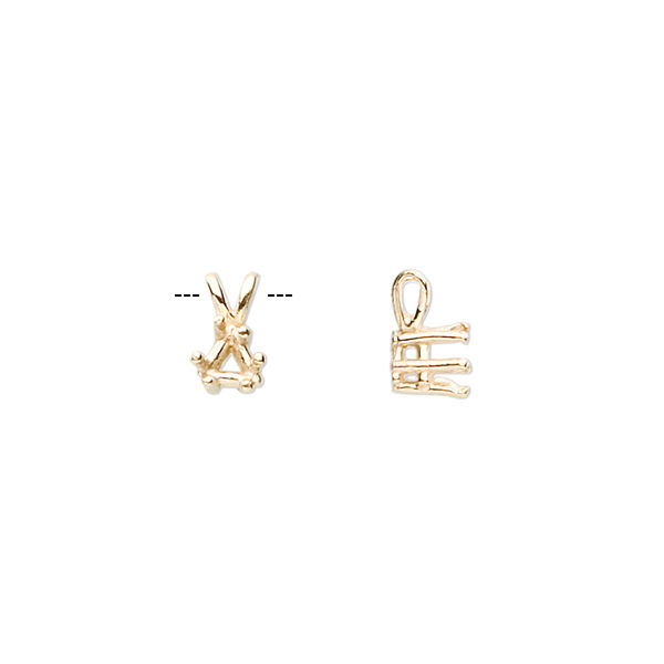 Pendant, Sure-Set™, 14Kt gold, 4mm with 6-prong triangle basket setting. Sold individually. image number 0