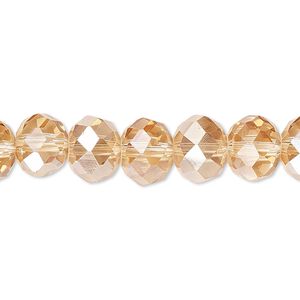 Bead 1pk 48 facets transparent light pink light citrine, Celestial Crystal® 10x8mm rondelle 15.5-16 inch