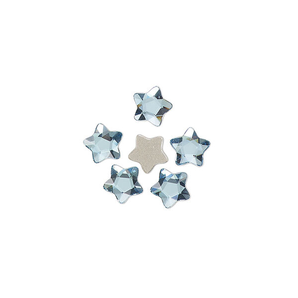 Flat back 6pk aquamarine foil back, Crystal Passions® 6mm star flower 3754 image number 0