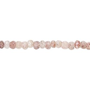 Strawberry quartz 1pkg1, hand-cut faceted rondelle bead natural 10 inch 4x2mm-5x3mm