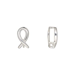 Slide, sterling silver, 12.5x6.5mm awareness ribbon with closed loop. Sold individually.