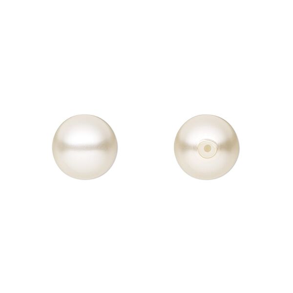 Pearl 4pk light creamrose, Preciosa Czech crystal 10mm half-drilled round image number 0