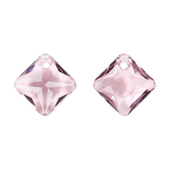 Drop 1pk light rose, Crystal Passions® 16mm pendant princess cut 6431 image number 0