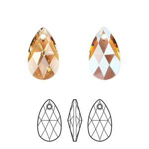 Drop 2pk light Colorado topaz shimmer, Crystal Passions® 16x9mm pendant pear 6106