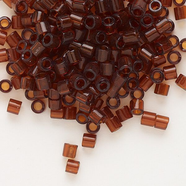 Seed bead, Delica®, glass, pkg/7.5g, #8 round, transparent dark topaz (DBL-0709). image number 0