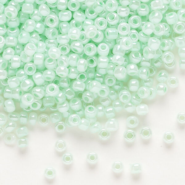 Seed bead, Dyna-Mites™, glass, opaque ceylon pastel sea foam, #8 round. Sold per 1/2 kilogram pkg. image number 0