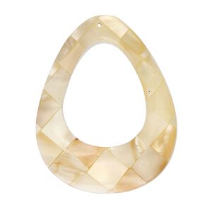 Focal, black lip shell / gold lip shell / mother-of-pearl shell (assembled), 37x29mm - 39x30mm double-sided teardrop go-go, Mohs hardness 3-1/2. Sold individually.