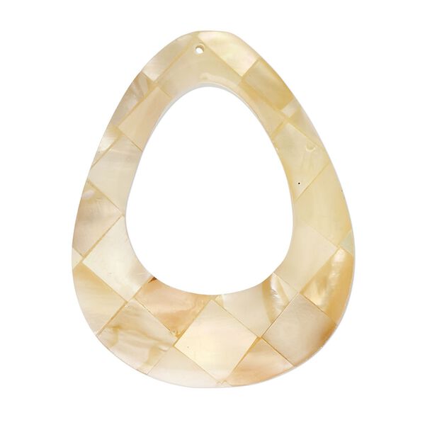 Focal, black lip shell / gold lip shell / mother-of-pearl shell (assembled), 37x29mm - 39x30mm double-sided teardrop go-go, Mohs hardness 3-1/2. Sold individually. image number 0