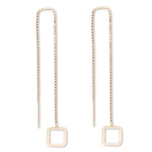 Ear thread, 14Kt gold-filled, 4-1/2 inch chain with 8.5x8.5mm open square. Sold per pair.