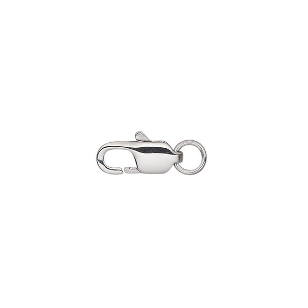 Clasp, lobster claw, stainless steel, 13x5mm with 5mm round jump ring. Sold per pkg of 2. image number 0