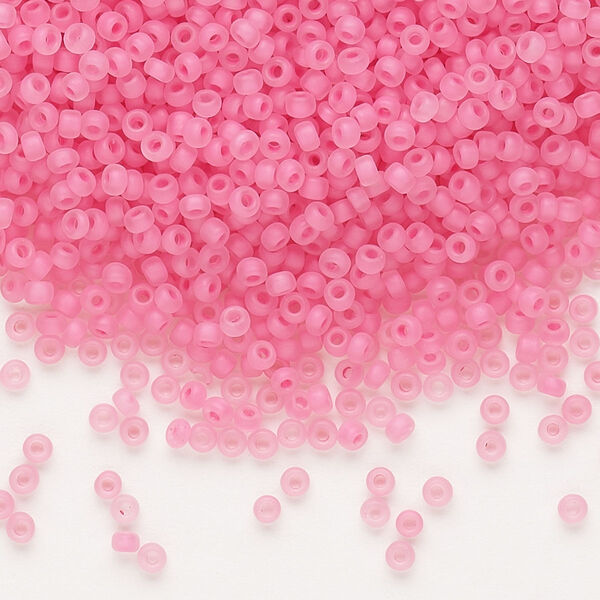 Seed bead, Dyna-Mites™, glass, pkg/40g, #11 round, translucent inside dyed color matte dusty rose, (208MA 11/0 RR). image number 0
