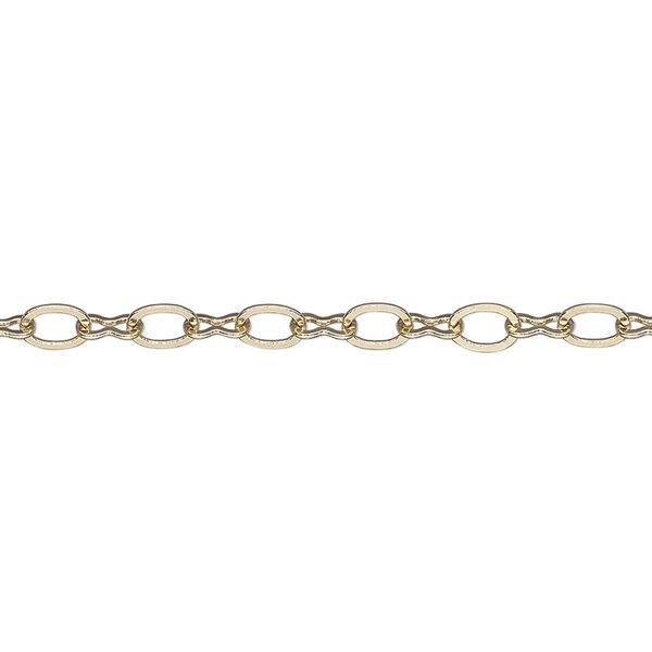 Chain, gold-finished stainless steel, 3.8mm flat oval. Sold per pkg of 1 meter. image number 0