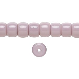 Bead, glass, opaque pale purple, 8x6mm barrel. Sold per 15-1/2 to 16-inch strand.