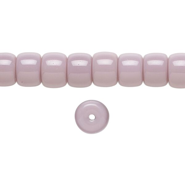 Bead, glass, opaque pale purple, 8x6mm barrel. Sold per 15-1/2 to 16-inch strand. image number 0