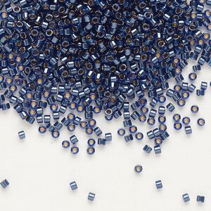 Seed bead, Delica®, glass, pkg/7.5g, #11 round, translucent sapphire-lined luster blue (DB-0278).