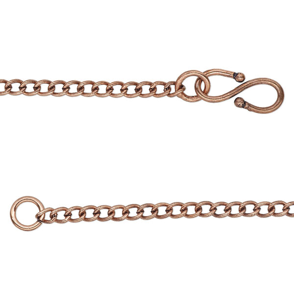 Chain, antique copper-plated brass, 2.5mm curb, 36 inches with hook clasp. Sold individually. image number 0